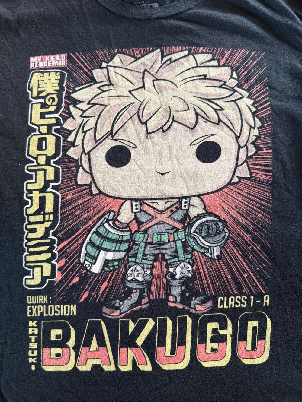 pop Black Kids Tee with Bakugo Graphic in Cream, Pink & Teal